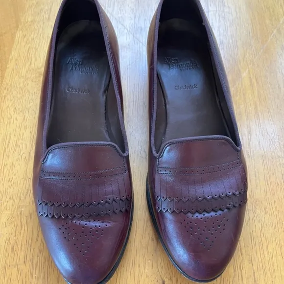 Allen Edmonds Chadwick Burgundy Leather Slip On Flats Loafer Shoes, Size 6.5