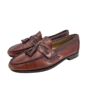 Allen Edmonds Size 11.5 D Maxfield Brown Leather Tasseled Loafers Braided Trim