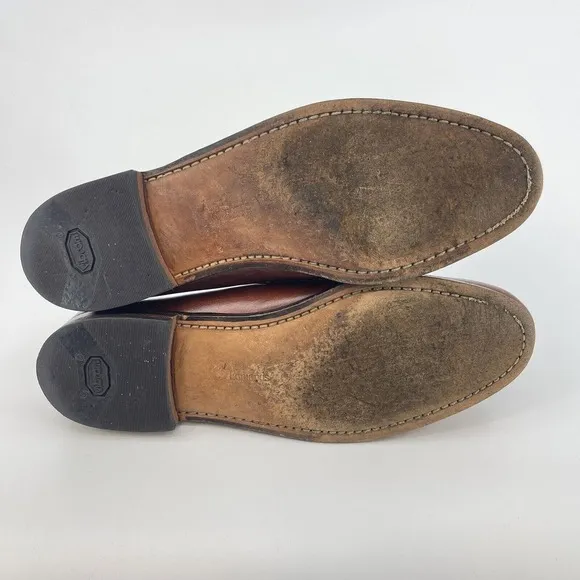 Allen Edmonds Size 11.5 D Maxfield Brown Leather Tasseled Loafers Braided Trim