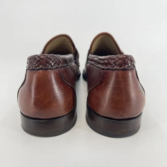 Allen Edmonds Size 11.5 D Maxfield Brown Leather Tasseled Loafers Braided Trim