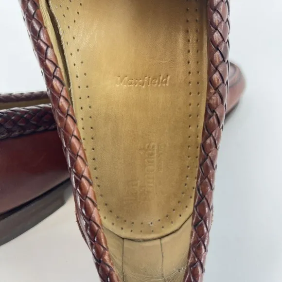 Allen Edmonds Size 11.5 D Maxfield Brown Leather Tasseled Loafers Braided Trim