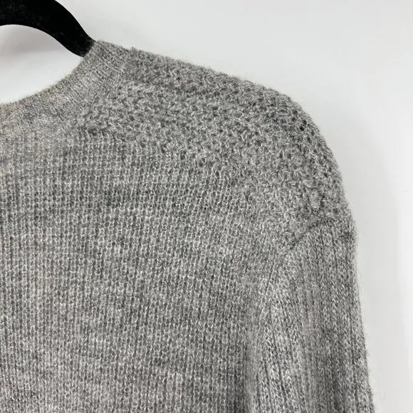 Allsaints Oskol Crew Gray Wool Mohair Blend Sweater woman's size large