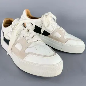 AMI by ALEXANDRE MATTIUSSI White Black Leather Logo Lace-Up Sneakers