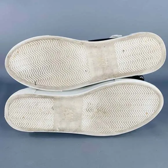 AMI by ALEXANDRE MATTIUSSI White Black Leather Logo Lace-Up Sneakers