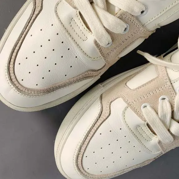 AMI by ALEXANDRE MATTIUSSI White Black Leather Logo Lace-Up Sneakers