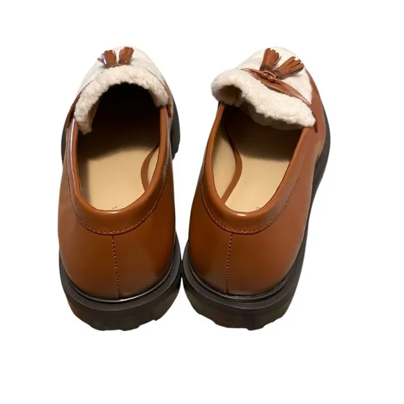 Ann Taylor Shearling Leather Tasse Loafers Size 8.5 NEW