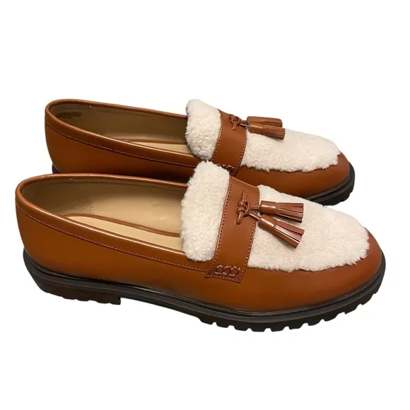 Ann Taylor Shearling Leather Tasse Loafers Size 8.5 NEW