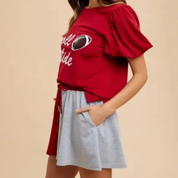 Annie Wear Color Block French Terry Flare Shorts