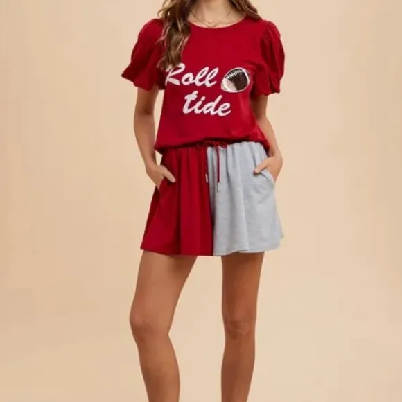 Annie Wear Color Block French Terry Flare Shorts