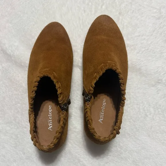 Antelope Brown Suede Slip-On Sneakers with Side Zipper