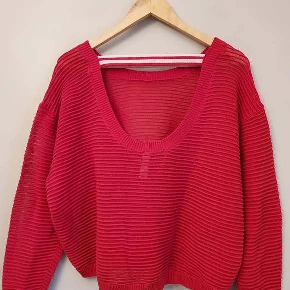 Anthropologie Daily Practice Red Pullover Sweater Size XS Open Back