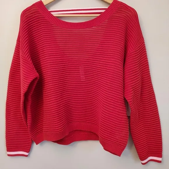 Anthropologie Daily Practice Red Pullover Sweater Size XS Open Back