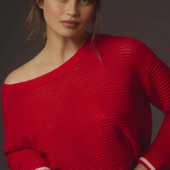 Anthropologie Daily Practice Red Pullover Sweater Size XS Open Back