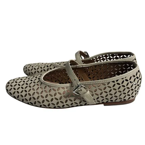 Anthropologie Floral Cutout Flats Cream Size 11