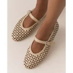Anthropologie Floral Cutout Flats Cream Size 11