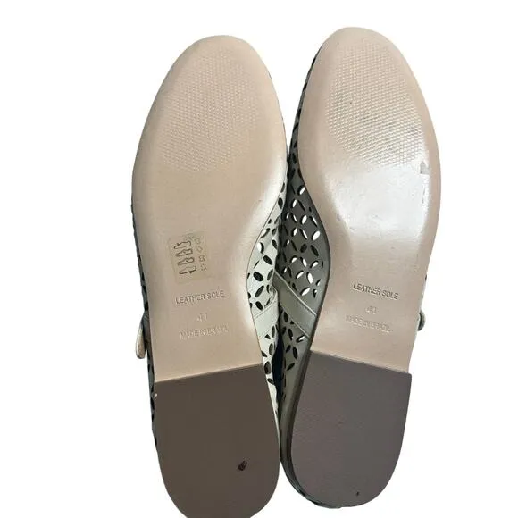 Anthropologie Floral Cutout Flats Cream Size 11