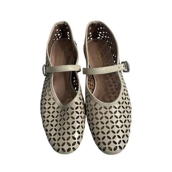 Anthropologie Floral Cutout Flats Cream Size 11