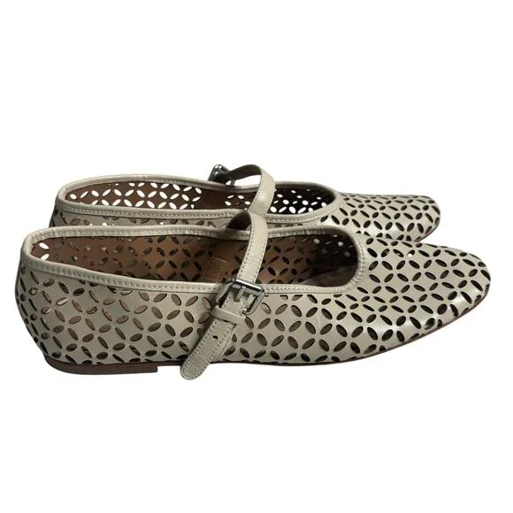 Anthropologie Floral Cutout Flats Cream Size 11