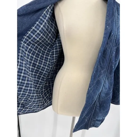 Anthropologie Pilcro Quilted Blue Bohemian Denim Kimono Jacket XS Retail $178