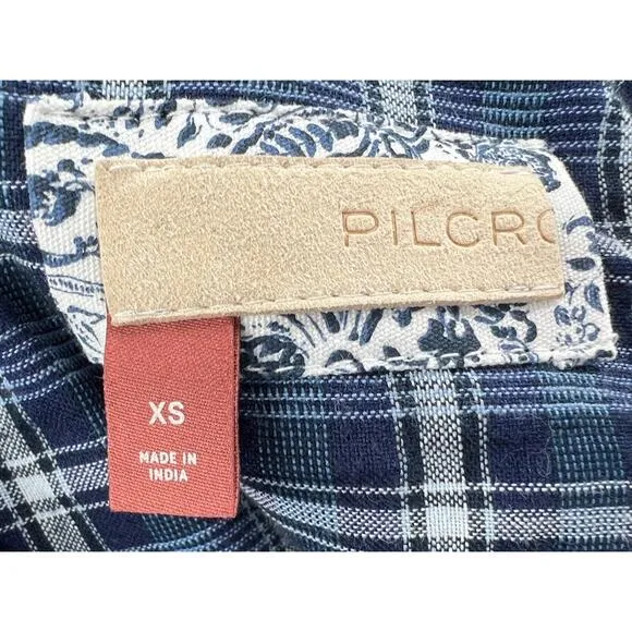 Anthropologie Pilcro Quilted Blue Bohemian Denim Kimono Jacket XS Retail $178