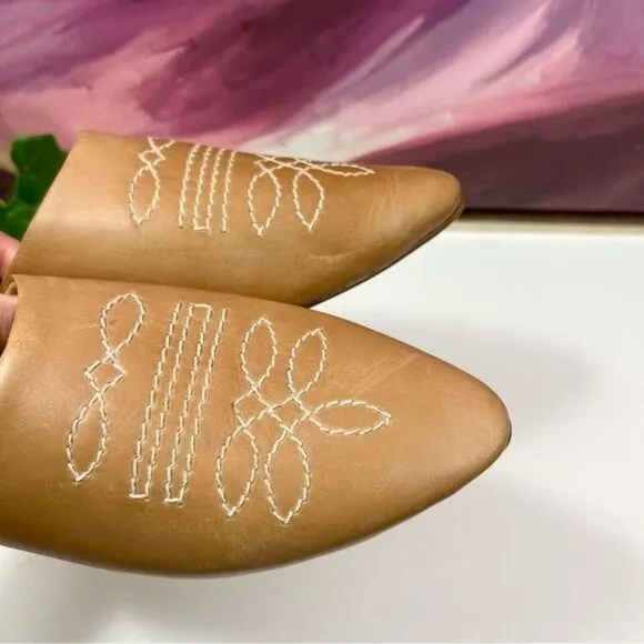 Anthropologie Western Mules in Honey Size EU 37 US 6