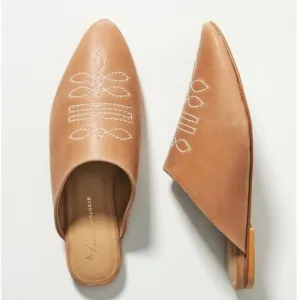 Anthropologie Western Mules in Honey Size EU 37 US 6