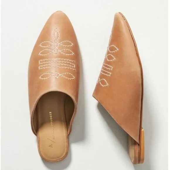 Anthropologie Western Mules in Honey Size EU 37 US 6