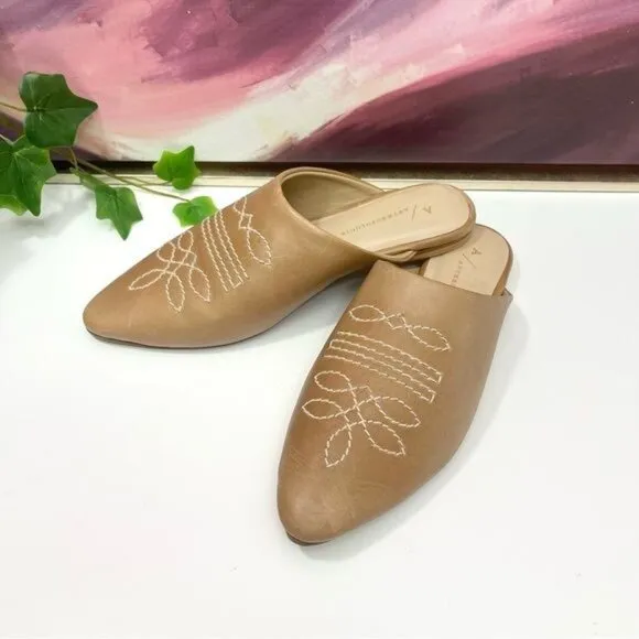 Anthropologie Western Mules in Honey Size EU 37 US 6