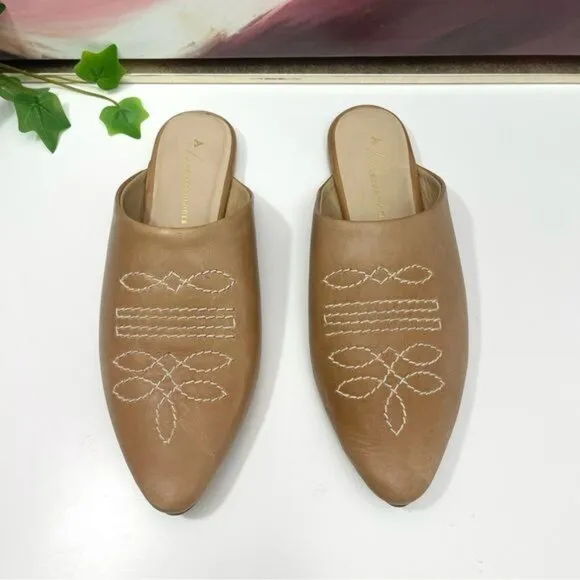 Anthropologie Western Mules in Honey Size EU 37 US 6