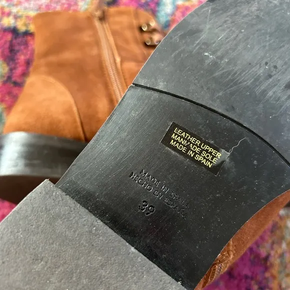 Anthropologie | Women’s Brown Suede Leather Lace Up Side Zip Ankle Boots, sz 8.5