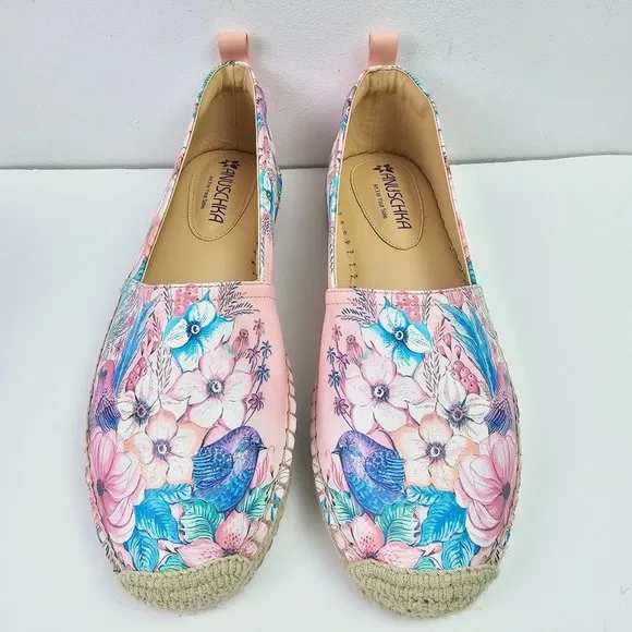 Anuschka Women's Floral Birds Espadrille Slip On Loafers, Sz 10 NWOB