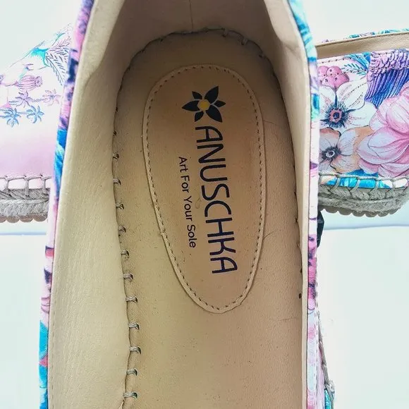 Anuschka Women's Floral Birds Espadrille Slip On Loafers, Sz 10 NWOB