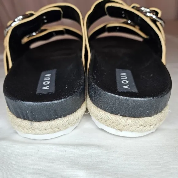 AQUA Kail Leopard-Print Calf Hair Slide Sandals NWT 7.5