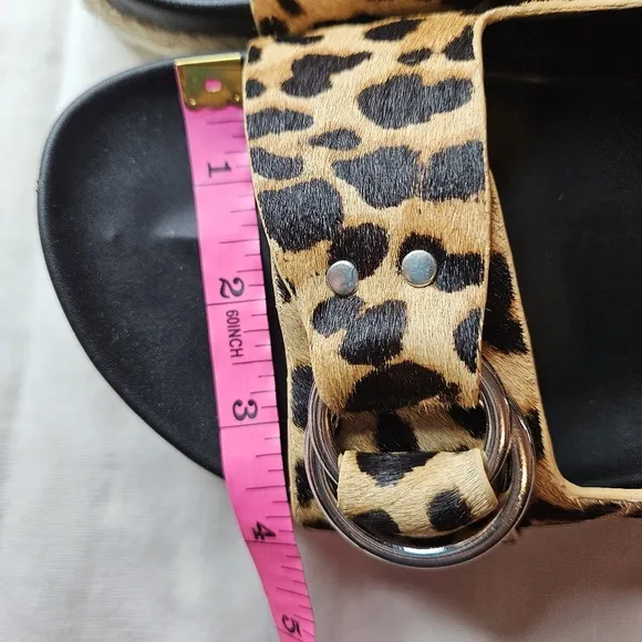 AQUA Kail Leopard-Print Calf Hair Slide Sandals NWT 7.5