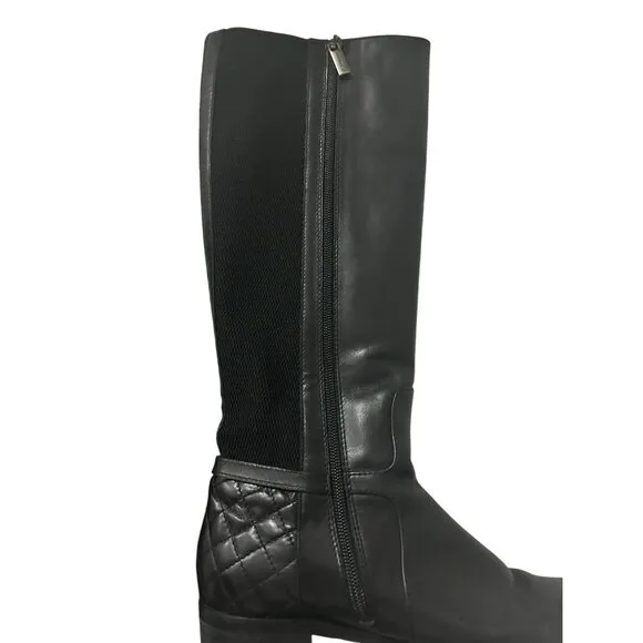 AQUATALIA Black Leather Quilted Boots Size 6.5