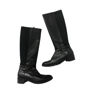 AQUATALIA Black Leather Quilted Boots Size 6.5