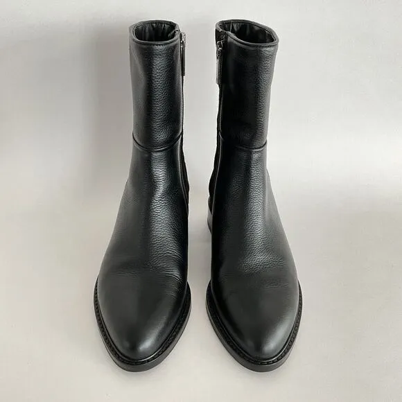 Aquatalia Boots 5.5M Black Gabrina Suede Leather Waterproof Quilted Biker