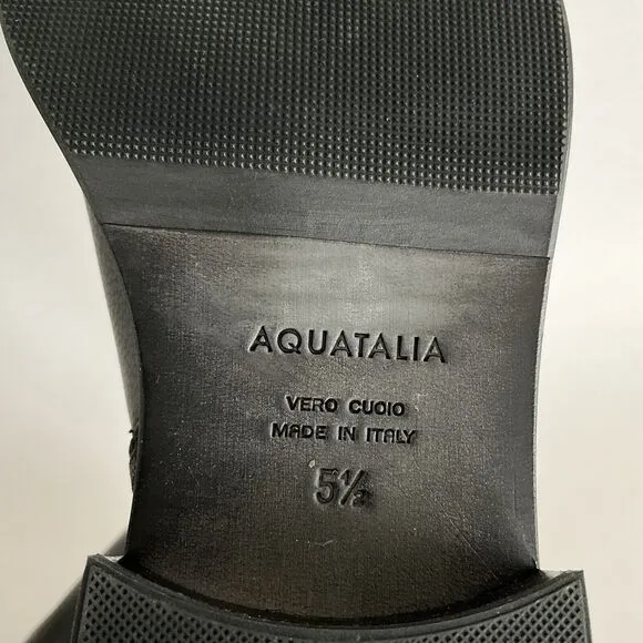 Aquatalia Boots 5.5M Black Gabrina Suede Leather Waterproof Quilted Biker