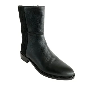 Aquatalia Boots 5.5M Black Gabrina Suede Leather Waterproof Quilted Biker