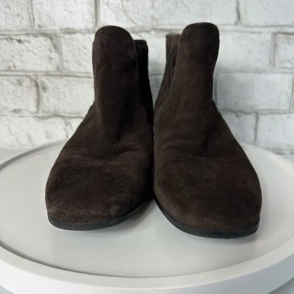 Aquatalia Boots Lacey Quilted Ankle Booties Suede Leather Weatherproof Brown 9