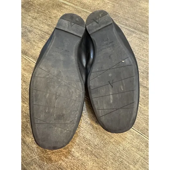 AQUATALIA Journee Tassel Black Leather Loafer Flats Shoes 9.5 Ballet Back