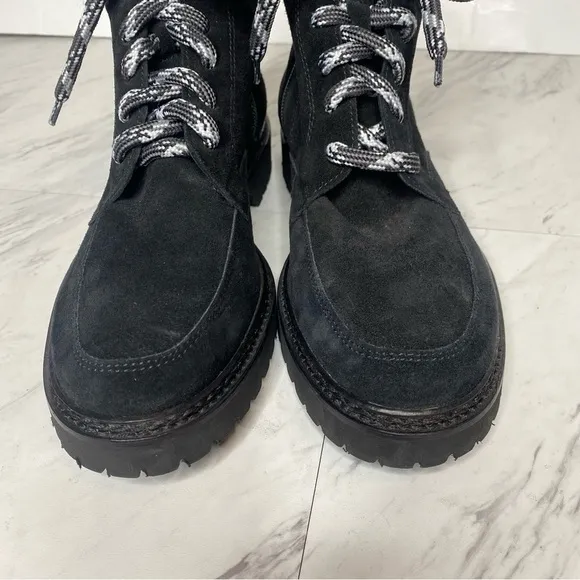 Aquatalia Mayra Weatherproof Lace Up Black Suede Boot 9 1/2