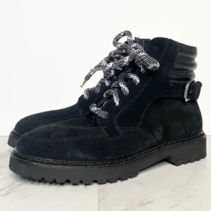 Aquatalia Mayra Weatherproof Lace Up Black Suede Boot 9 1/2