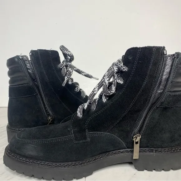 Aquatalia Mayra Weatherproof Lace Up Black Suede Boot 9 1/2