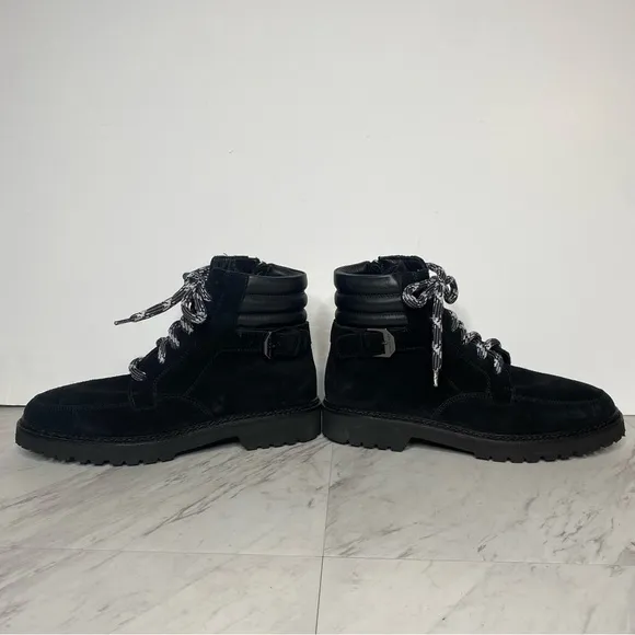 Aquatalia Mayra Weatherproof Lace Up Black Suede Boot 9 1/2