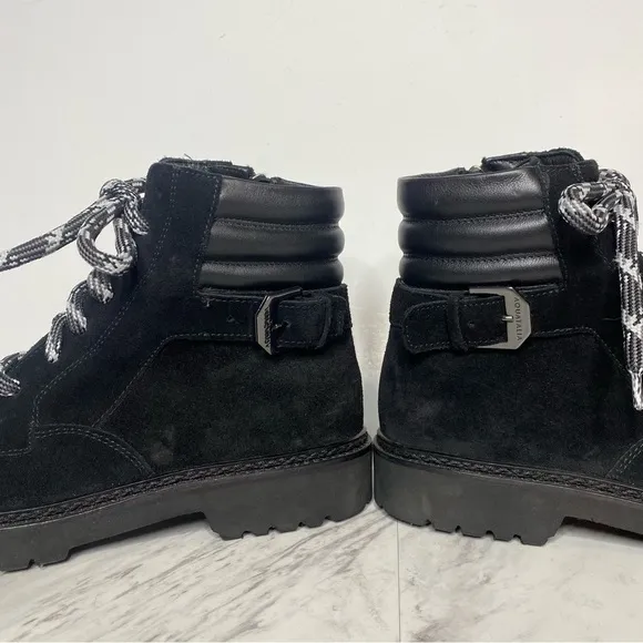 Aquatalia Mayra Weatherproof Lace Up Black Suede Boot 9 1/2
