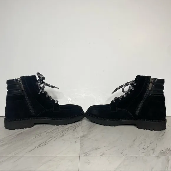 Aquatalia Mayra Weatherproof Lace Up Black Suede Boot 9 1/2