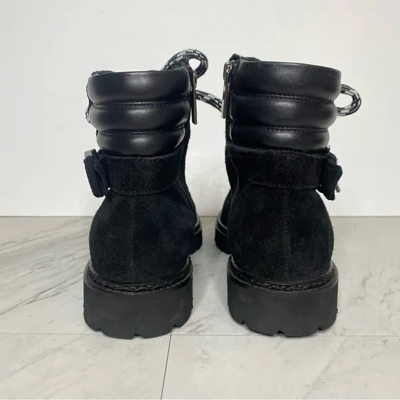 Aquatalia Mayra Weatherproof Lace Up Black Suede Boot 9 1/2