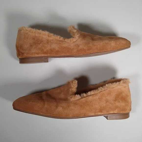 Aquatalia Rayla fur lined suede slip on loafers 9.5