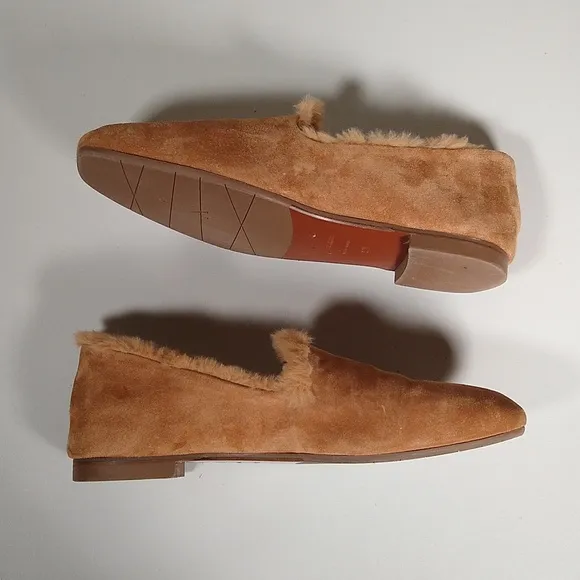 Aquatalia Rayla fur lined suede slip on loafers 9.5